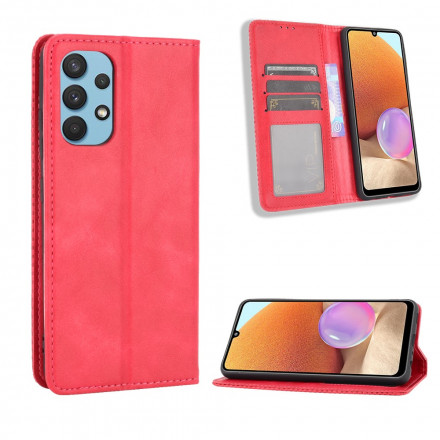 Flip Cover Samsung Galaxy A32 4G Effet Cuir Vintage Stylisé Flip Cover Samsung Galaxy A32 4G Effet Cuir Vintage Stylisé