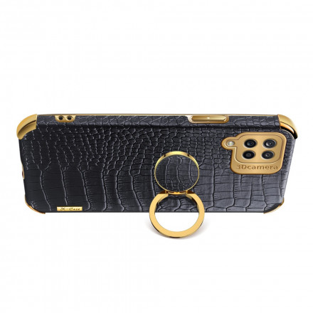 Coque Samsung Galaxy A12 Simili Cuir avec Anneau-Support