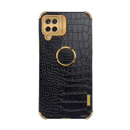 Coque Samsung Galaxy A12 Simili Cuir avec Anneau-Support