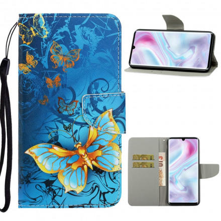 Housse Xiaomi Mi Note 10 / Note 10 Pro Variations Papillons à Lanière