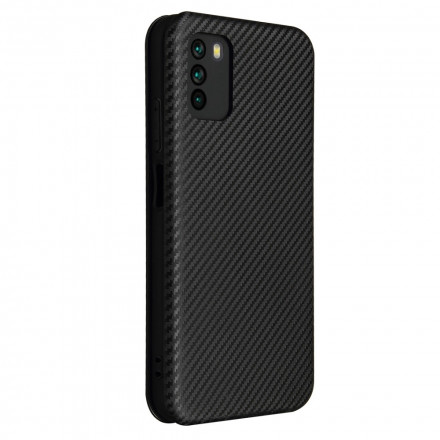 Flip Cover Poco M3 Fibre Carbone avec Anneau Support