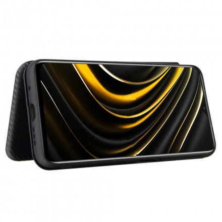 Flip Cover Poco M3 Fibre Carbone avec Anneau Support Flip Cover Poco M3 Fibre Carbone avec Anneau Support
