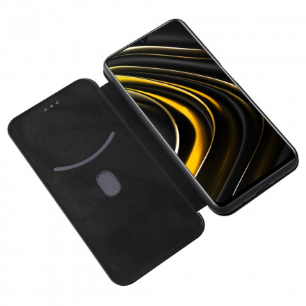 Flip Cover Poco M3 Fibre Carbone avec Anneau Support Flip Cover Poco M3 Fibre Carbone avec Anneau Support