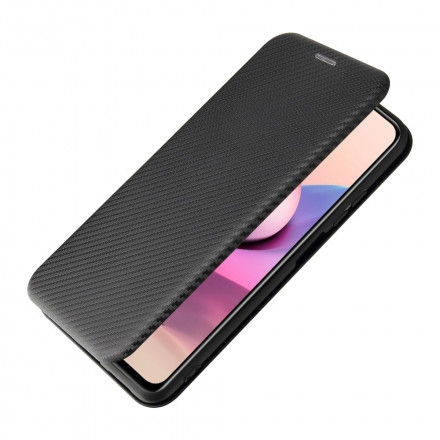 Flip Cover Xiaomi Redmi Note 10 / Note 10s Fibre Carbone avec Anneau Support