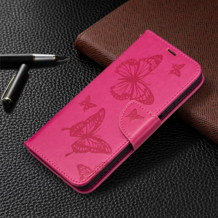 Housse Xiaomi Redmi Note 10 / Note 10s Papillons Imprimés à Lanière