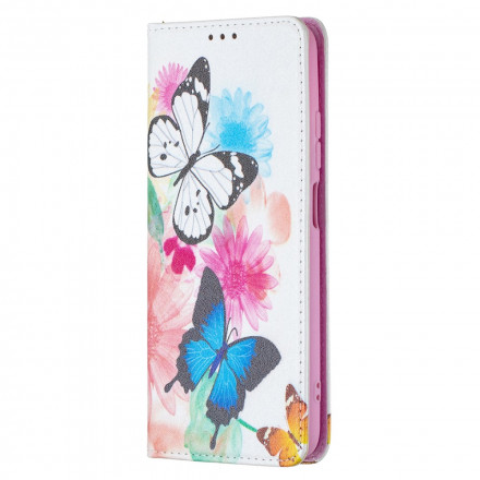 Flip Cover Xiaomi Redmi Note 10 / Note 10s Papillons Colorés