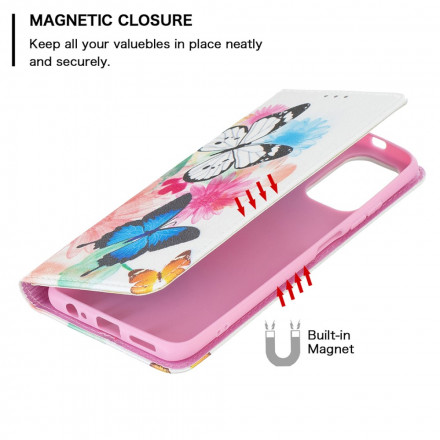 Flip Cover Xiaomi Redmi Note 10 / Note 10s Papillons Colorés Flip Cover Xiaomi Redmi Note 10 / Note 10s Papillons Colorés