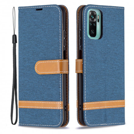 Housse Xiaomi Redmi Note 10 / Note 10s Tissu et Effet Cuir à Lanière Housse Xiaomi Redmi Note 10 / Note 10s Tissu et Effet Cuir à Lanière