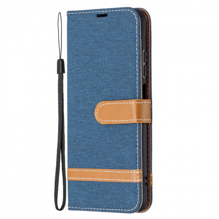 Housse Xiaomi Redmi Note 10 / Note 10s Tissu et Effet Cuir à Lanière Housse Xiaomi Redmi Note 10 / Note 10s Tissu et Effet Cuir à Lanière