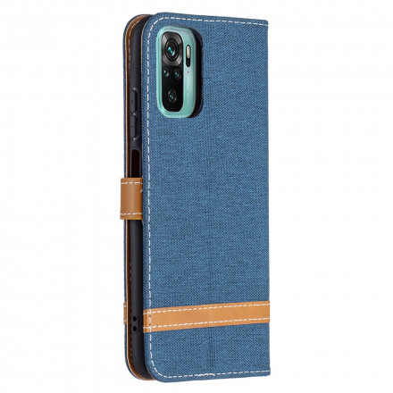 Housse Xiaomi Redmi Note 10 / Note 10s Tissu et Effet Cuir à Lanière Housse Xiaomi Redmi Note 10 / Note 10s Tissu et Effet Cuir à Lanière