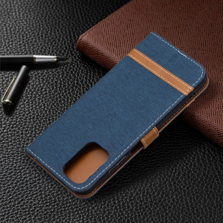Housse Xiaomi Redmi Note 10 / Note 10s Tissu et Effet Cuir à Lanière Housse Xiaomi Redmi Note 10 / Note 10s Tissu et Effet Cuir à Lanière