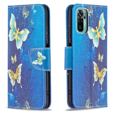 Housse Xiaomi Redmi Note 10 / Note 10s Papillons Dorés