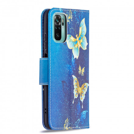 Housse Xiaomi Redmi Note 10 / Note 10s Papillons Dorés