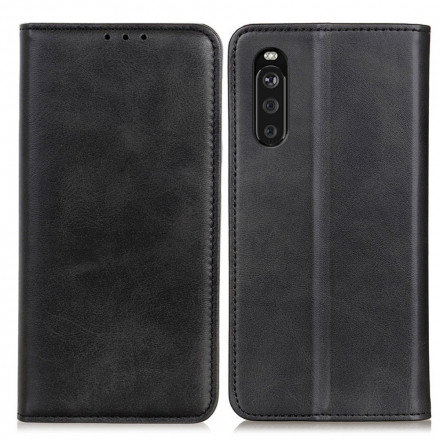 Flip Cover Sony Xperia 10 III Cuir Fendu Élégance Flip Cover Sony Xperia 10 III Cuir Fendu Élégance