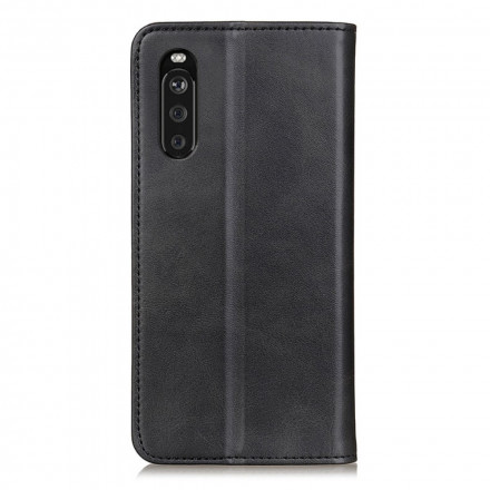 Flip Cover Sony Xperia 10 III Cuir Fendu Élégance Flip Cover Sony Xperia 10 III Cuir Fendu Élégance