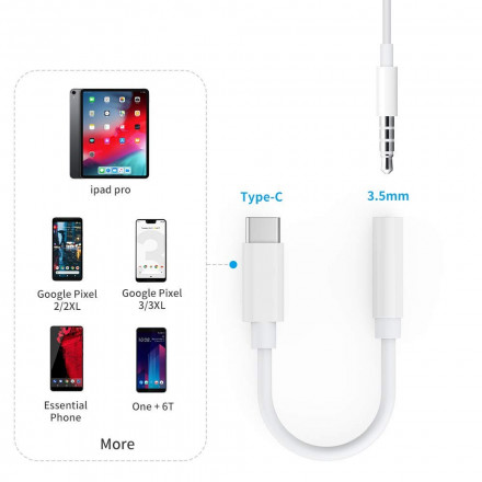 Adaptateur Type-C Prise Jack Audio Adaptateur Type-C Prise Jack Audio