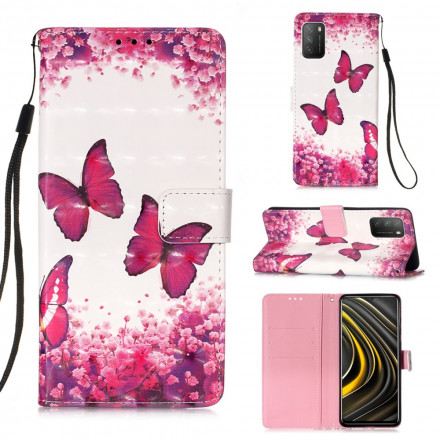 Housse Xiaomi Poco X3 Papillons Rouges