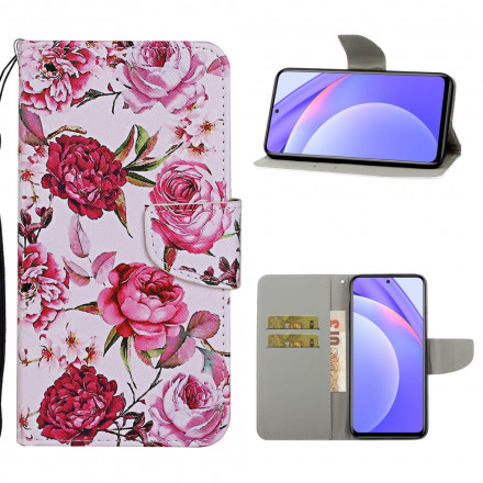 Housse Xiaomi Mi 10T Lite 5G  / Redmi Note 9 Pro 5G Fleurs Magistrales avec Lanière