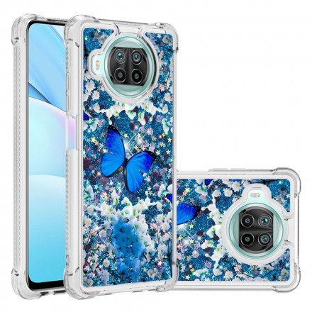 Coque Xiaomi Mi 10T Lite 5G  / Redmi Note 9 Pro 5G Papillons Bleus Paillettes