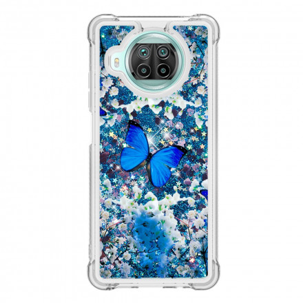 Coque Xiaomi Mi 10T Lite 5G  / Redmi Note 9 Pro 5G Papillons Bleus Paillettes