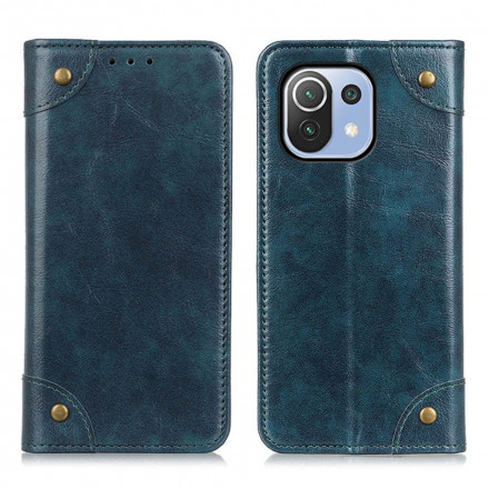 Flip Cover Xiaomi Mi 11 Lite / Lite 5G Cuir Fendu Vintage Rivets Flip Cover Xiaomi Mi 11 Lite / Lite 5G Cuir Fendu Vintage Rivets