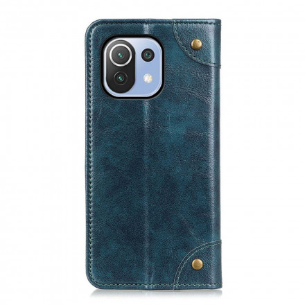 Flip Cover Xiaomi Mi 11 Lite / Lite 5G Cuir Fendu Vintage Rivets Flip Cover Xiaomi Mi 11 Lite / Lite 5G Cuir Fendu Vintage Rivets