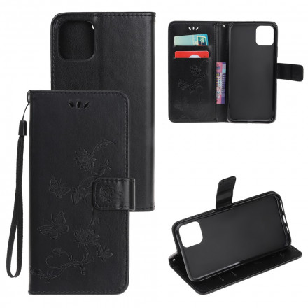 Housse Xiaomi Mi 11 Lite / Lite 5G Papillons Et Fleurs À Lanière Housse Xiaomi Mi 11 Lite / Lite 5G Papillons Et Fleurs À Lanière