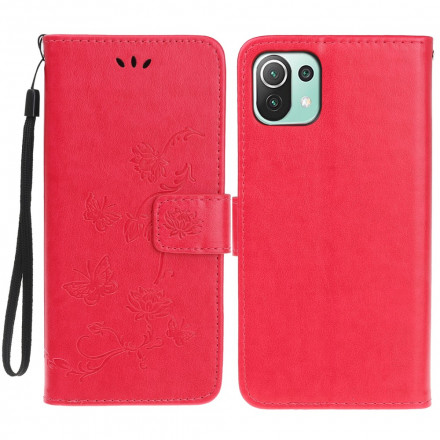 Housse Xiaomi Mi 11 Lite / Lite 5G Papillons Et Fleurs À Lanière Housse Xiaomi Mi 11 Lite / Lite 5G Papillons Et Fleurs À Lanière