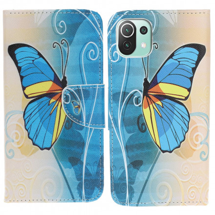Housse Xiaomi Mi 11 Lite / Lite 5G Papillon Bleu et Jaune Housse Xiaomi Mi 11 Lite / Lite 5G Papillon Bleu et Jaune
