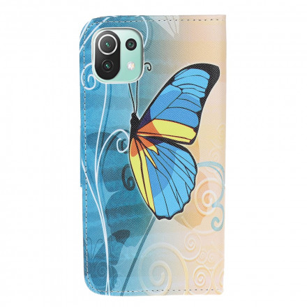 Housse Xiaomi Mi 11 Lite / Lite 5G Papillon Bleu et Jaune