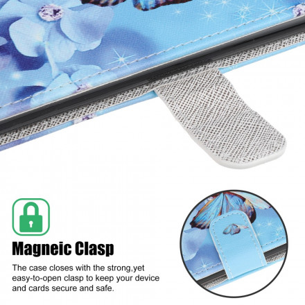 Housse Xiaomi Mi 11 Lite / Lite 5G Papillons Diamants à Lanière Housse Xiaomi Mi 11 Lite / Lite 5G Papillons Diamants à Lanière