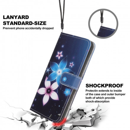 Housse Xiaomi Mi 11 Lite / Lite 5G Fleurs Lunaires à Lanière