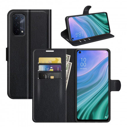 Housse Oppo A54 5G / A74 5G Simili Cuir Litchi Classique