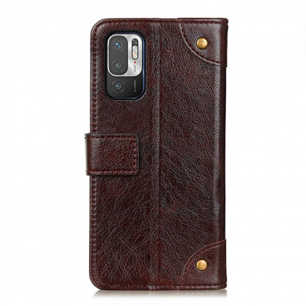 Housse Xiaomi Redmi Note 10 5G Style Cuir Nappa Rivets Vintage