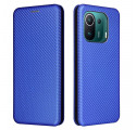 Flip Cover Xiaomi Mi 11 Pro Fibre Carbone avec Anneau Support