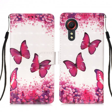 Housse Samsung Galaxy Xcover 5 Papillons Rouges Housse Samsung Galaxy Xcover 5 Papillons Rouges