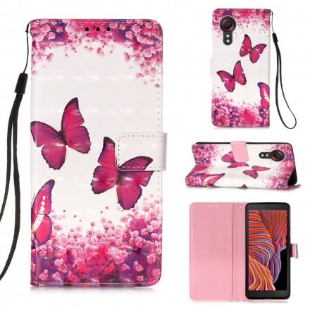 Housse Samsung Galaxy Xcover 5 Papillons Rouges Housse Samsung Galaxy Xcover 5 Papillons Rouges