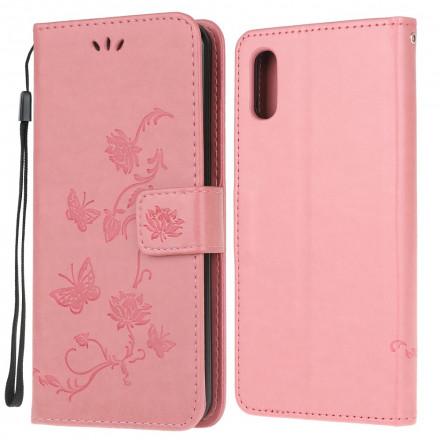 Housse Samsung Galaxy XCover 5 Papillons Et Fleurs À Lanière Housse Samsung Galaxy XCover 5 Papillons Et Fleurs À Lanière