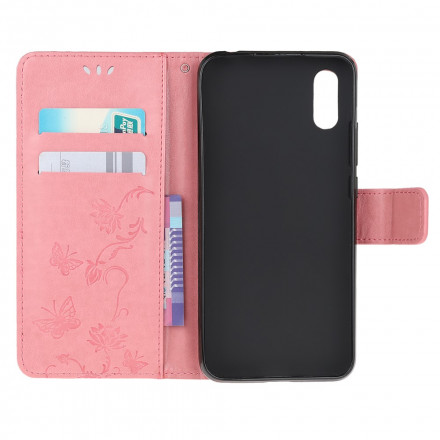 Housse Samsung Galaxy XCover 5 Papillons Et Fleurs À Lanière Housse Samsung Galaxy XCover 5 Papillons Et Fleurs À Lanière