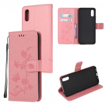 Housse Samsung Galaxy XCover 5 Papillons Et Fleurs À Lanière Housse Samsung Galaxy XCover 5 Papillons Et Fleurs À Lanière