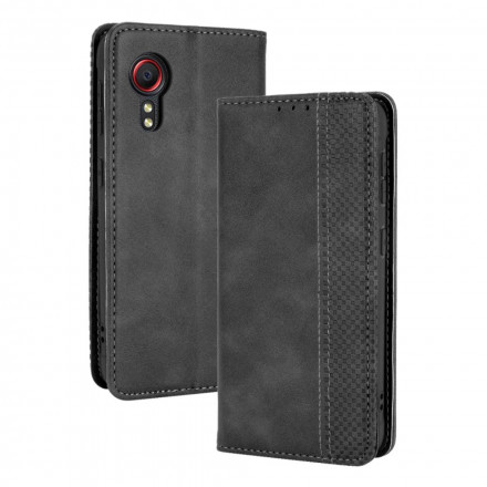 Flip Cover Samsung Galaxy XCover 5 Effet Cuir Vintage Stylisé Flip Cover Samsung Galaxy XCover 5 Effet Cuir Vintage Stylisé