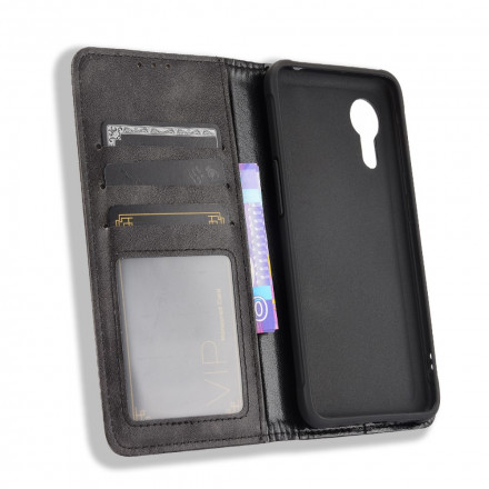 Flip Cover Samsung Galaxy XCover 5 Effet Cuir Vintage Stylisé Flip Cover Samsung Galaxy XCover 5 Effet Cuir Vintage Stylisé