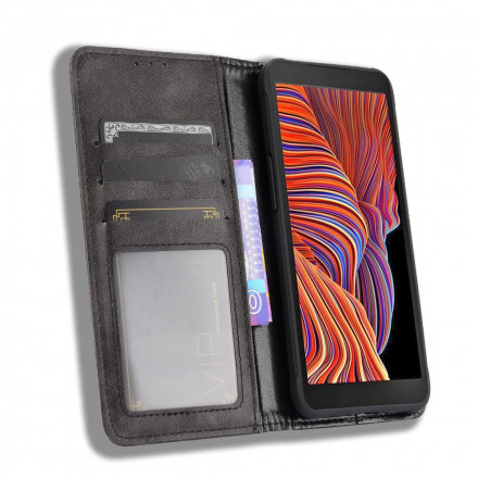 Flip Cover Samsung Galaxy XCover 5 Effet Cuir Vintage Stylisé Flip Cover Samsung Galaxy XCover 5 Effet Cuir Vintage Stylisé