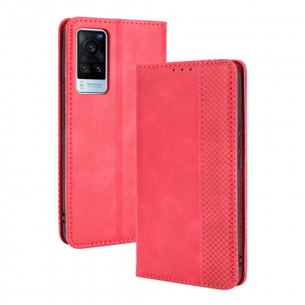 Flip Cover Vivo X60 Effet Cuir Vintage Stylisé Flip Cover Vivo X60 Effet Cuir Vintage Stylisé