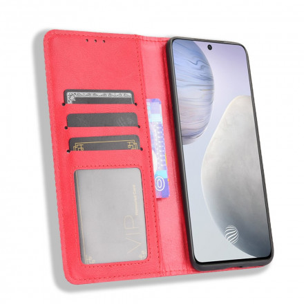 Flip Cover Vivo X60 Effet Cuir Vintage Stylisé Flip Cover Vivo X60 Effet Cuir Vintage Stylisé