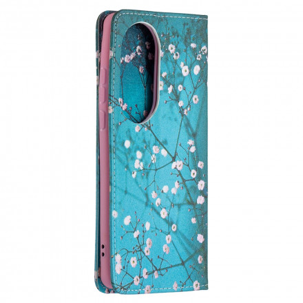 Flip Cover Huawei P50 Pro Branches Fleuries Flip Cover Huawei P50 Pro Branches Fleuries
