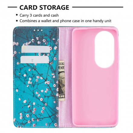 Flip Cover Huawei P50 Pro Branches Fleuries Flip Cover Huawei P50 Pro Branches Fleuries