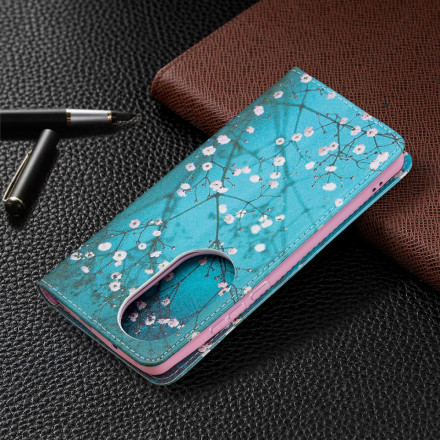 Flip Cover Huawei P50 Pro Branches Fleuries Flip Cover Huawei P50 Pro Branches Fleuries