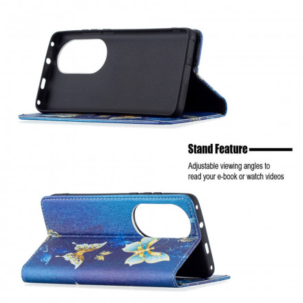 Flip Cover Huawei P50 Pro Papillons Colorés Flip Cover Huawei P50 Pro Papillons Colorés