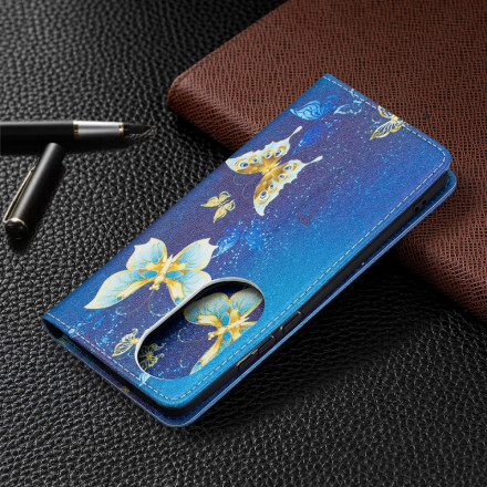 Flip Cover Huawei P50 Pro Papillons Colorés Flip Cover Huawei P50 Pro Papillons Colorés
